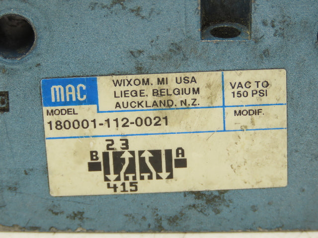 Mac 1800011120021 Pneumatic Air Hand Valve Single Pressure Port 1/4"NPT Lot of 4