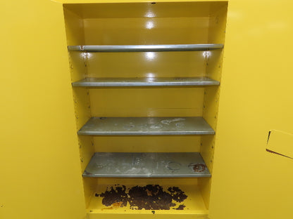 Eagle Flammable Safety Cabinet 60 Gallon Yellow 4 Shelf Dual Door Liquid