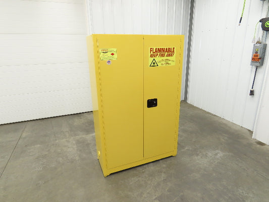 Eagle Flammable Safety Cabinet 60 Gallon Yellow 4 Shelf Dual Door Liquid