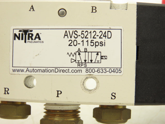 Nitra AVS-5212-24D Pneumatic Spool Valve 5/2 5 Port 2 Pos 1/4" NPT 24V Lot of 4