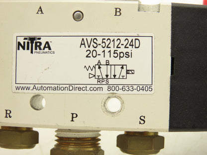 Nitra AVS-5212-24D Pneumatic Spool Valve 5/2 5 Port 2 Pos 1/4" NPT 24V Lot of 4