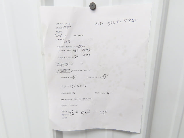 Vestil Hydraulic Scissor Lift Table 2000lb 72x48" Top 36" Travel 480V 3Ph