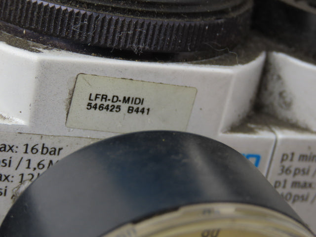 Festo Solenoid Operated On/Off Piston Gate Valve with Filter Regulator 240PSI