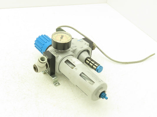 Festo Solenoid Operated On/Off Piston Gate Valve with Filter Regulator 240PSI