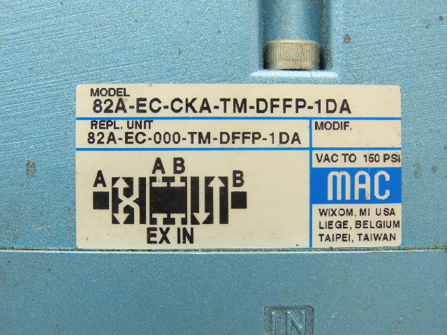 Mac 82A-EC-CKA-TM-DFFP-1DA Pneumatic Solenoid Valve W/Manifold 24VDC 25-150PSI