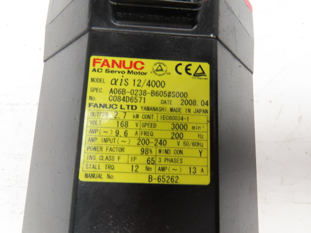 Fanuc A06B-0238-B605 AC Servo Motor 2.7kw 3000 RPM Pulsecoder A860-2010-T341