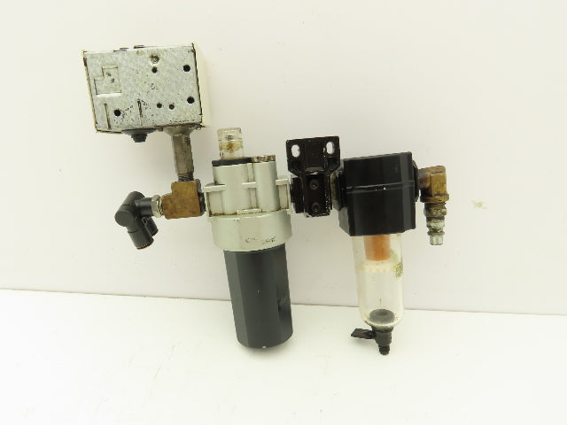 Norgren F73G-3AN-QT3 Water Filter, Mindman Oiler, Danfoss Pressure Switch 250PSI