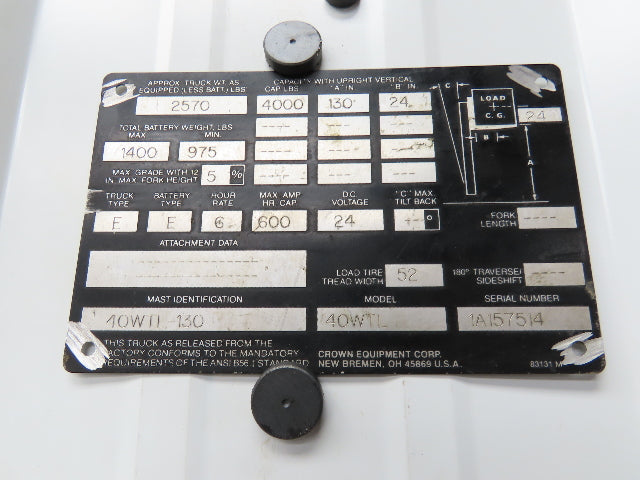 Crown 40WTL Pallet Stacker Forklift Tiller Head Control Handle & Drive Wheel
