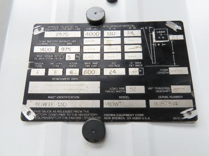 Crown 40WTL Pallet Stacker Forklift Tiller Head Control Handle & Drive Wheel