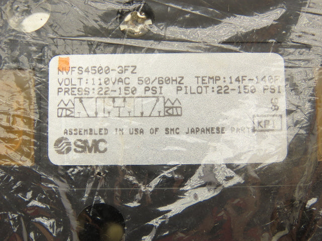 SMC NVFS4500-3FZ Pneumatic Double Solenoid Valve 22-150psi 110V Pilot Operated