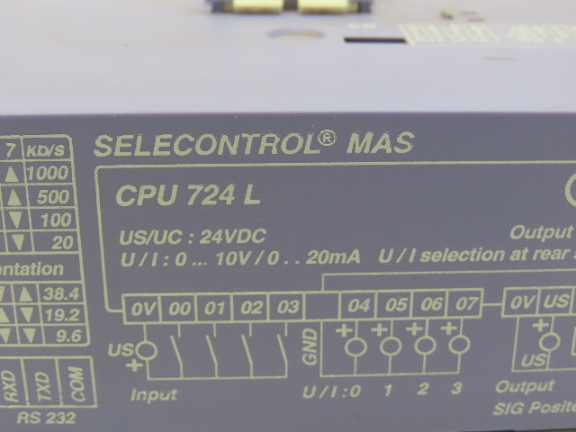 Selecontrol MAS CPU 724 L PLC Output Module 24VDC .5Amp Rev A