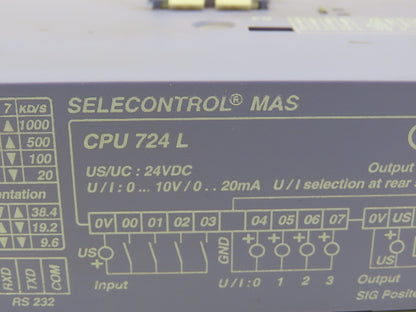Selecontrol MAS CPU 724 L PLC Output Module 24VDC .5Amp Rev A