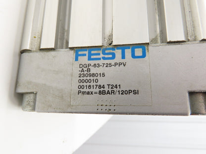 Festo DGP-63-725-PPV-A-B Rodless Pneumatic Linear Drive Unit 725mm Stroke 120PSI