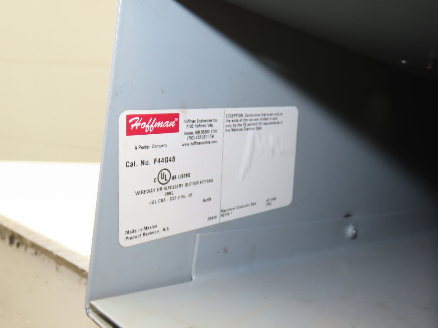 Hoffman F44G48 4"x 4" Wireway Straight 60" Section Lay-in Type 1