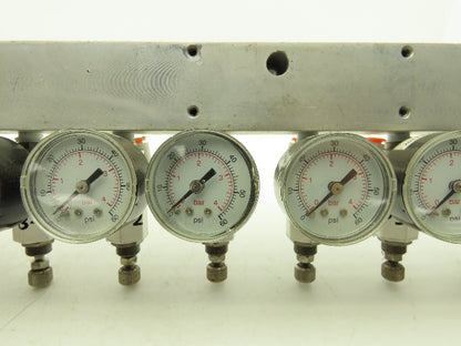 SMC ARJ310-N01-X204 15 Regulator Manifold with 16PSI Gauges