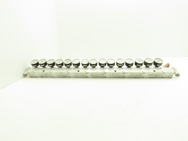 SMC ARJ310-N01-X204 15 Regulator Manifold with 16PSI Gauges