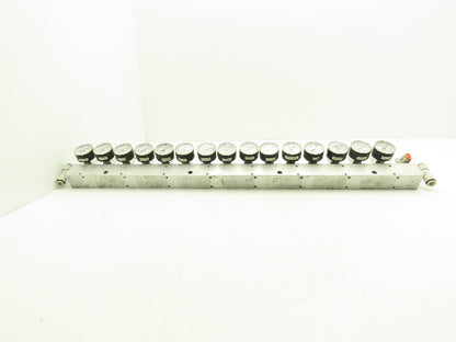 SMC ARJ310-N01-X204 15 Regulator Manifold with 16PSI Gauges