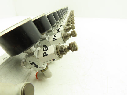 SMC ARJ310-N01-X204 15 Regulator Manifold with 16PSI Gauges