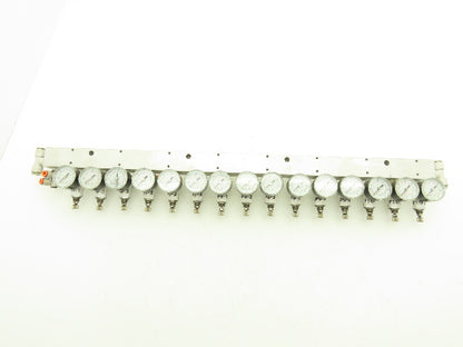 SMC ARJ310-N01-X204 15 Regulator Manifold with 16PSI Gauges