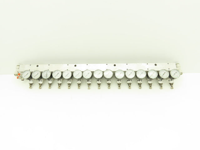 SMC ARJ310-N01-X204 15 Regulator Manifold with 16PSI Gauges