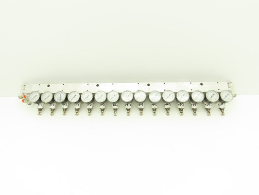 SMC ARJ310-N01-X204 15 Regulator Manifold with 16PSI Gauges