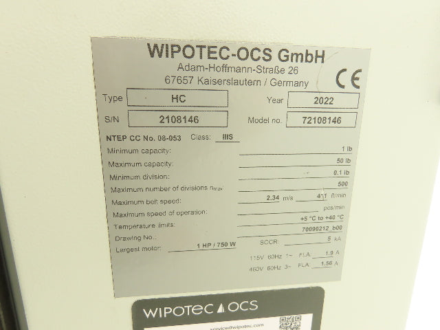 Wipotec HC Checkweigher Conveyor Control Panel w/PC Computer Module IPC SWA4