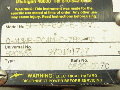 UFM SH-NSF8GM-6-32V1.0-M3WR-PC4M-C-786-3D Flow Meter Monitor 6 GPM 3/4"NPT