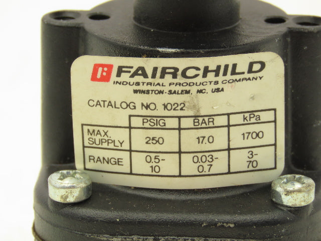 Fairchild 1022 Pressure Regulator 0.5-10 PSI Range 250 PSI Max 1/4" NPT