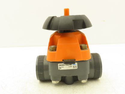 Georg Fischer 314  1-1/2" Manual Diaphragm Valve PVC/PTFE *Missing socket ends*