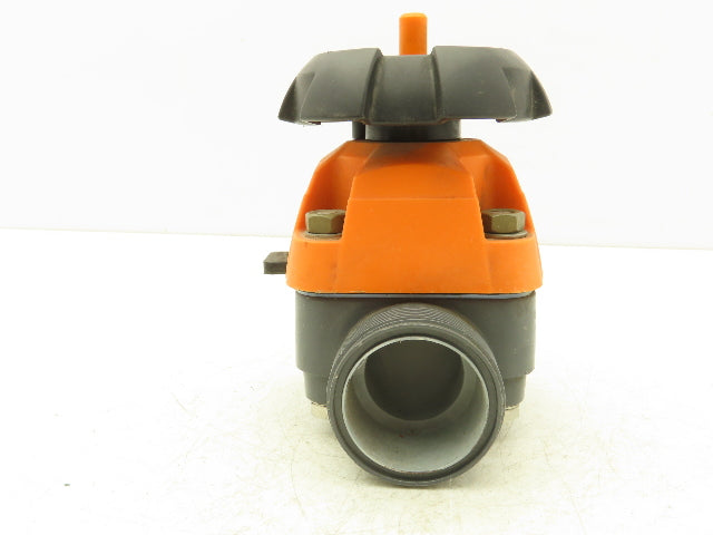 Georg Fischer 314  1-1/2" Manual Diaphragm Valve PVC/PTFE *Missing socket ends*