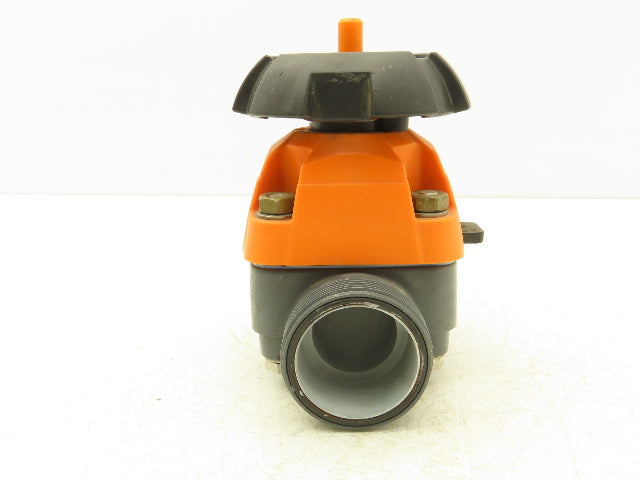 Georg Fischer 314  1-1/2" Manual Diaphragm Valve PVC/PTFE *Missing socket ends*