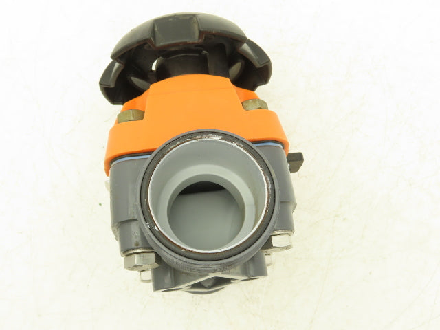 Georg Fischer 314  1-1/2" Manual Diaphragm Valve PVC/PTFE *Missing socket ends*
