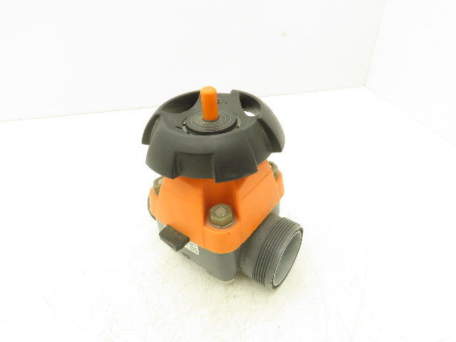 Georg Fischer 314  1-1/2" Manual Diaphragm Valve PVC/PTFE *Missing socket ends*