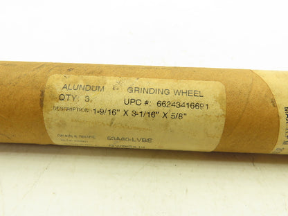 Norton Abrasives GWBG813 Alundum Grinding Wheel 1-9/16"x 3-1/16"x 5/8" Lot of 9