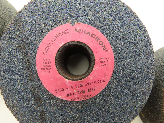 Cincinnati Milacron 2A601-L4-VFM Grinding Wheel 4"x 1-1/2"x 7/8" Lot of 4