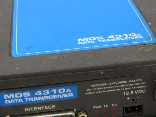 Microwave Data Systems MDS4310A Data Transceiver Rev D 13.8VDC 2.5A