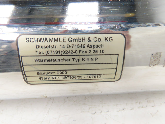 Schwämmle K4NP Stainless Shell and Tube Heat Exchanger 1-1/4"-11 & 3/4"-14 Ports