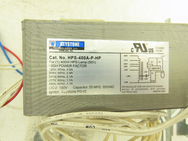 Keystone HPS-400A-P-KIT 400W High Pressure Sodium Ballast Kit 5 Taps 120-480V