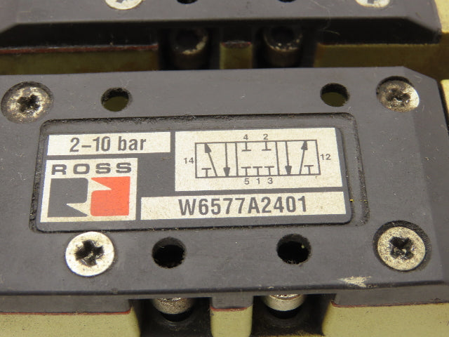 Ross W6577A2401 Pneumatic Double Solenoid Valve 24VDC 5/3-way  Lot of 2