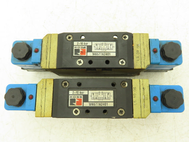 Ross W6577A2401 Pneumatic Double Solenoid Valve 24VDC 5/3-way  Lot of 2