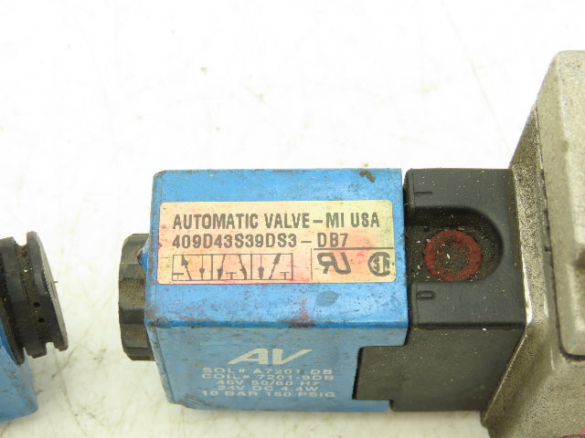 Automatic Valve 409D43S39DS3DB7 Pneumatic Solenoid Valve 24VDC 5/3  Lot of 2