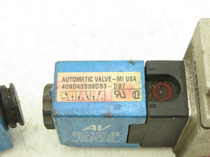 Automatic Valve 409D43S39DS3DB7 Pneumatic Solenoid Valve 24VDC 5/3  Lot of 2