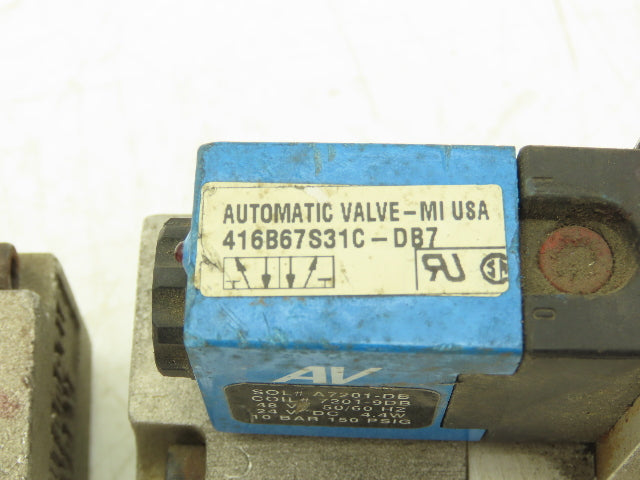 Automatic Valve 416B67S31C-DB7 Pneumatic Solenoid Valve 24VDC 5/2  Lot of 2