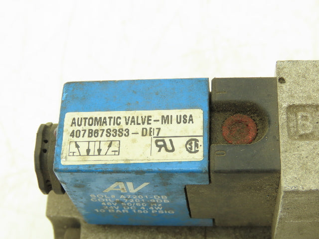 Automatic Valve 407B67S3S3-DB7 Pneumatic Solenoid Valve 24VDC 5/2  Lot of 3