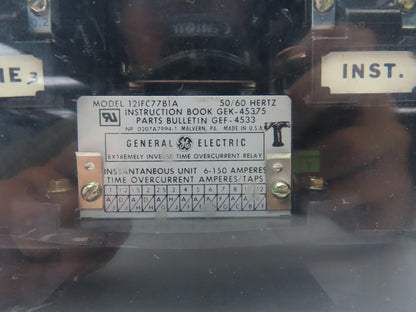 GE 121FC77B1A Extremely Inverse Time Overcurrent Relay 50/60Hz 0.5-4.0 Amp