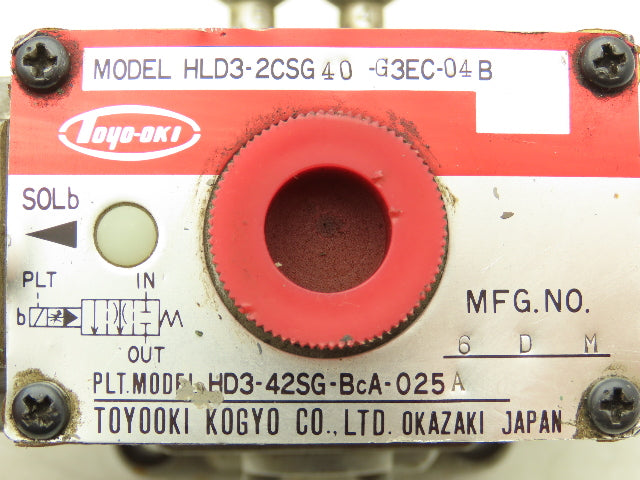 Toyo-oki HLD3-2CSG40-G3EC-04B Directional Solenoid Valve HD3-42SG-BcA-025A 120V