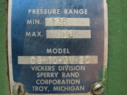 Vickers CG-10-BY-20 Hydraulic Pressure Relief Valve 125-1000 PSI