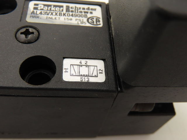 Parker AL43VXXBK04900B Pneumatic Air Valve Dual Solenoid 3 Position 150PSI 24VDC