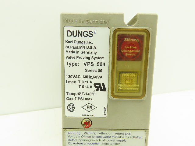 Dungs VPS 504 S06 Valve Proving System For Burner Actuators 120VAC 60HZ