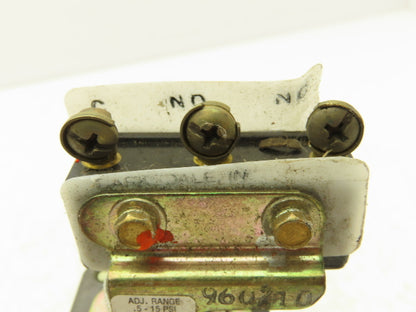 Barksdale E1S-H15-P4 Adjustable Pressure Switch 0.5-15PSI 10A 125/250V 1/8" NPT